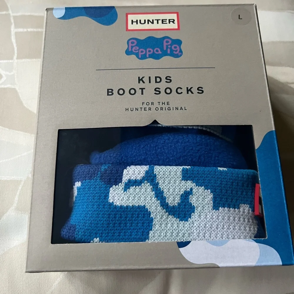 NWT. HUNTER kids Socks. Peppa Pig 🐷. Dragonfly blue. Size L (1-3).